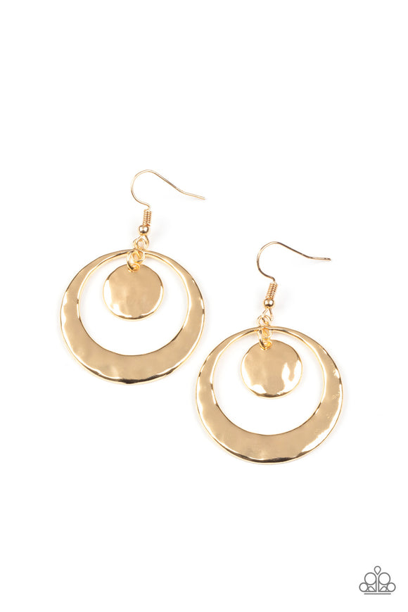 Paparazzi Accessories Rounded Radiance - Gold Earring - Pure Elegance by Kym