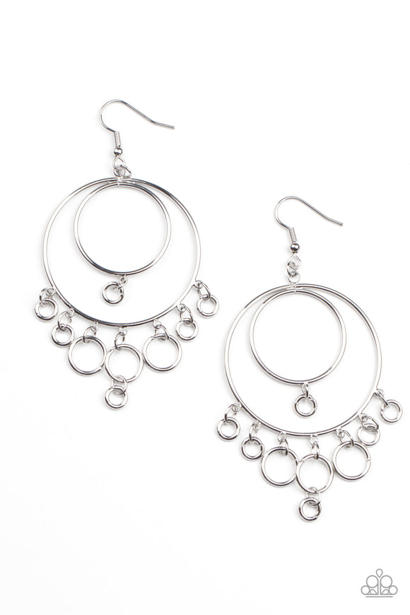 Paparazzi Jewelry Roundabout Radiance - Silver Earring - Pure Elegance by Kym