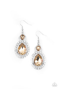 Paparazzi Jewelry Double The Drama - Brown Earring - Pure Elegance by Kym