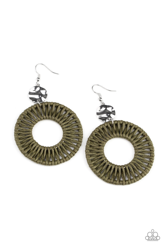Paparazzi Accessories Total Basket Case - Green Earring - Pure Elegance by Kym