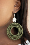 Paparazzi Accessories Total Basket Case - Green Earring - Pure Elegance by Kym