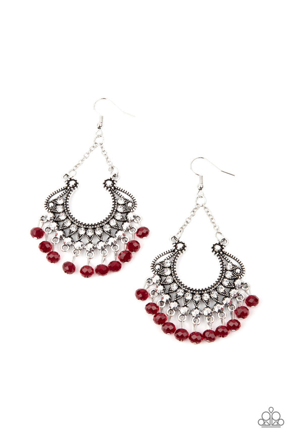 Paparazzi Jewelry GLOW Down In Flames - Red Earring - Pure Elegance by Kym