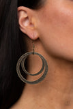 Paparazzi Accessories Rounded Out - Brass Earring - Pure Elegance by Kym