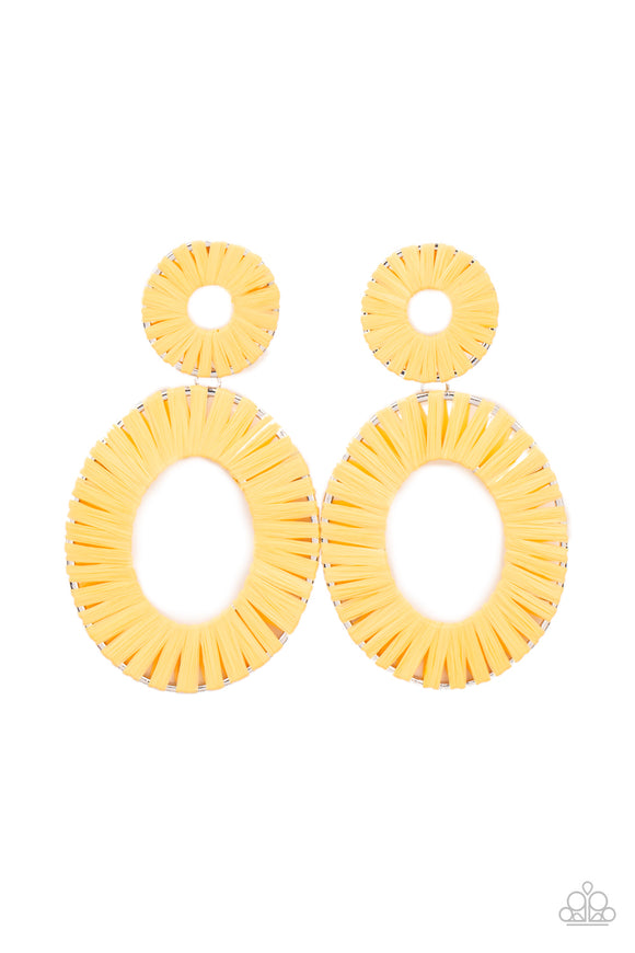 Paparazzi Jewelry Foxy Flamenco - Yellow Earring - Pure Elegance by Kym