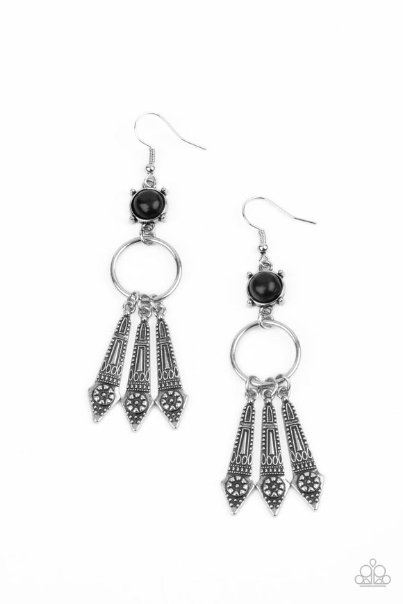 Paparazzi Jewelry Prana Paradise - Black Earring - Pure Elegance by Kym