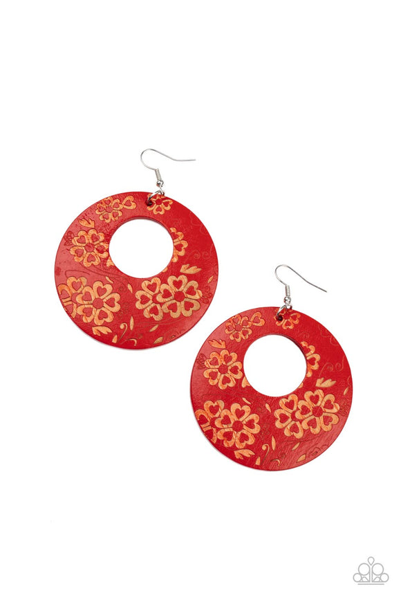 Paparazzi Jewelry Galapagos Garden Party - Red Earring - Pure Elegance by Kym
