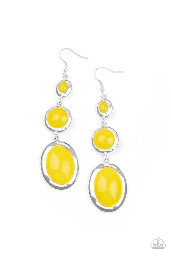 Paparazzi Jewelry Retro Reality - Yellow Earring - Pure Elegance by Kym