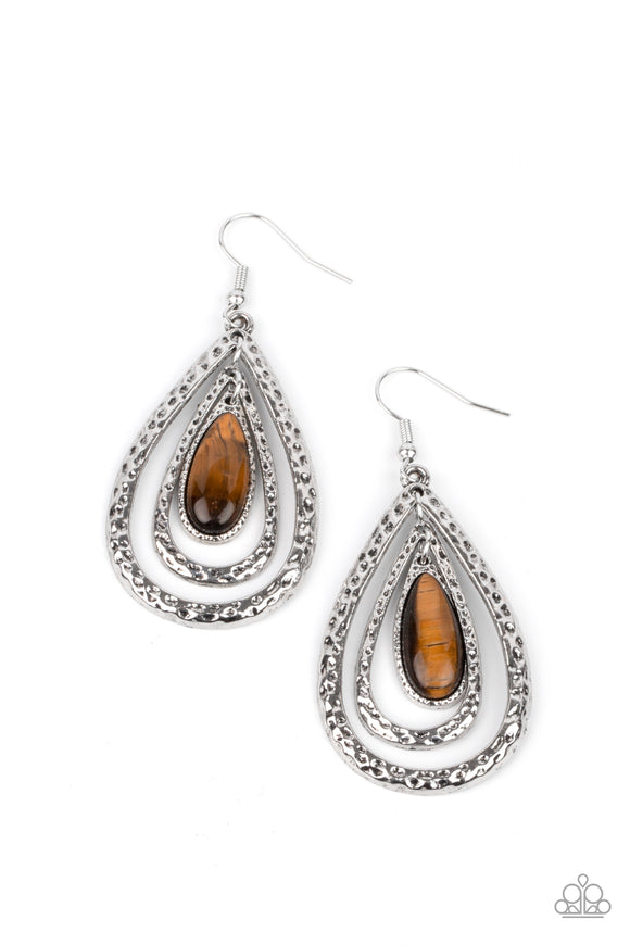 Paparazzi Jewelry Teardrop Torrent - Brown Earring - Pure Elegance by Kym