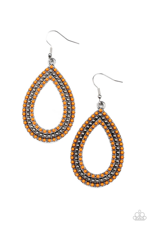 Paparazzi Accessories Tear Tracks - Orange Earring - Pure Elegance by Kym