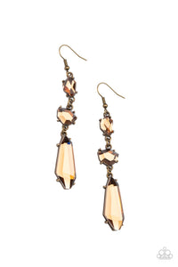 Paparazzi Jewelry Sophisticated Smolder - Brass Earring - Pure Elegance by Kym