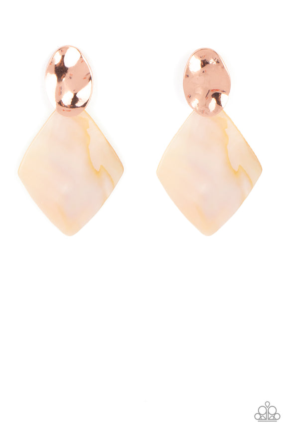 Paparazzi Jewelry Alluringly Lustrous - Copper Earring - Pure Elegance by Kym
