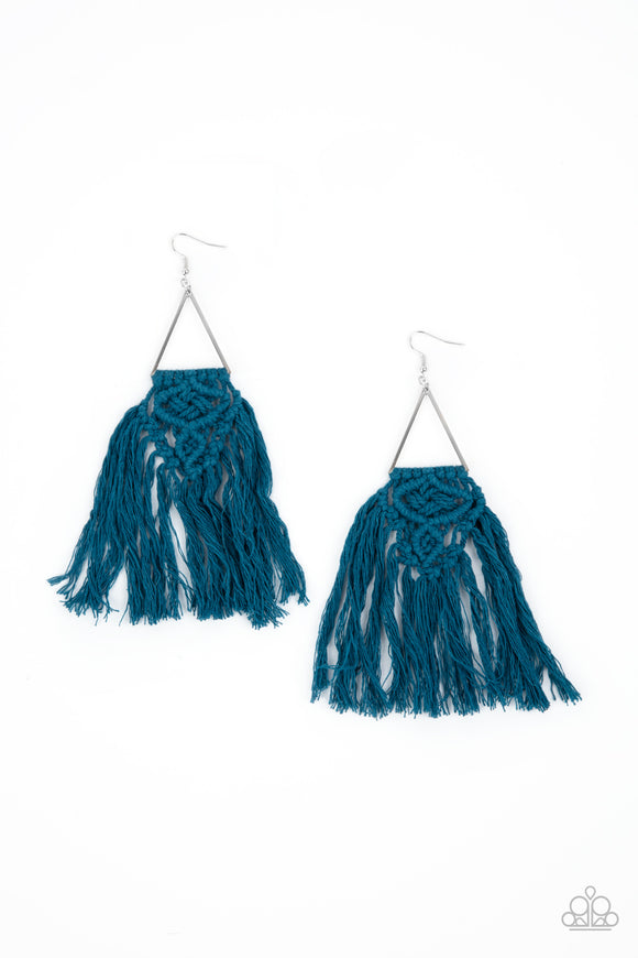 Paparazzi Accessories Modern Day Macrame - Blue Earring - Pure Elegance by Kym