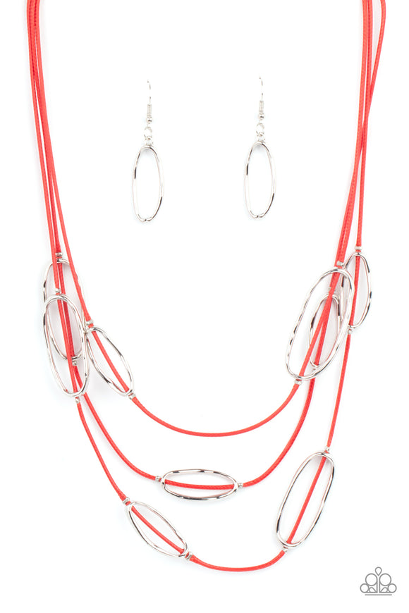 Paparazzi Jewelry Check Your CORD-inates - Red Necklace - Pure Elegance by Kym