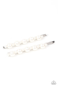 Paparazzi Jewelry Put A Pin In It - White Hair Clip - Pure Elegance by Kym