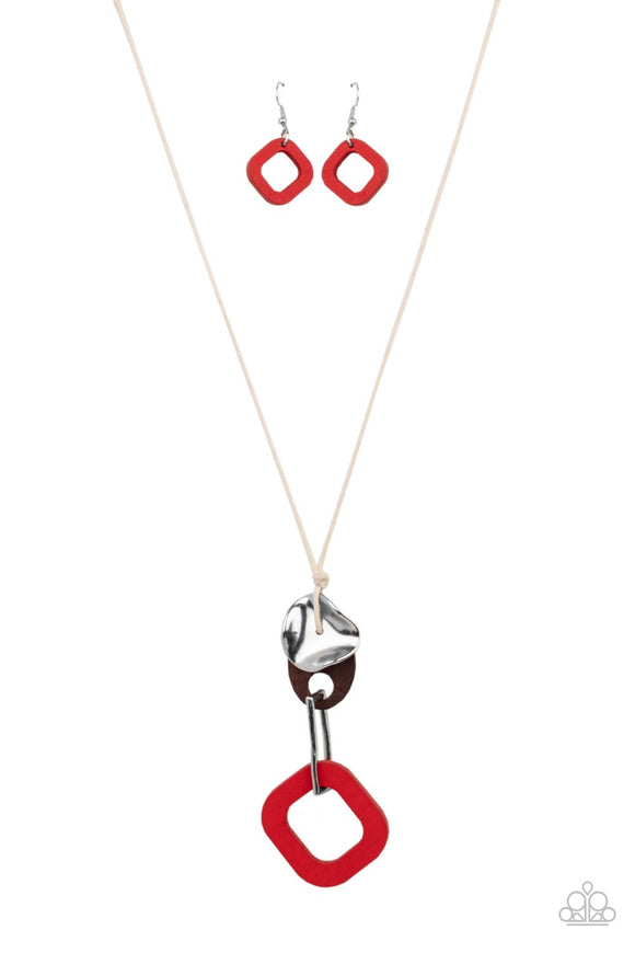 Paparazzi Jewelry Top Of The WOOD Chain - Red Necklace - Pure Elegance by Kym