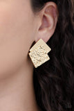 Paparazzi Jewelry Square With Style - Gold Earring - Pure Elegance by Kym