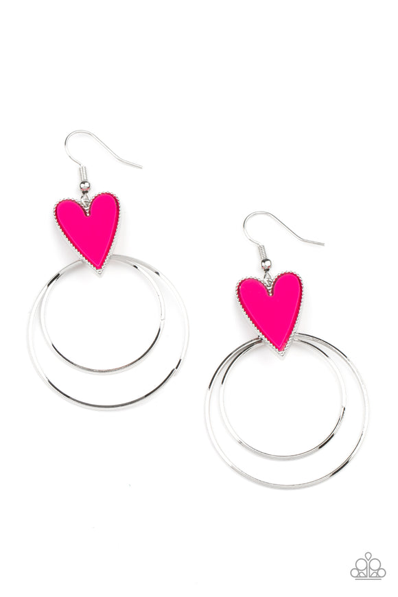 Paparazzi Jewelry Happily Ever Hearts - Pink Earring - Pure Elegance by Kym