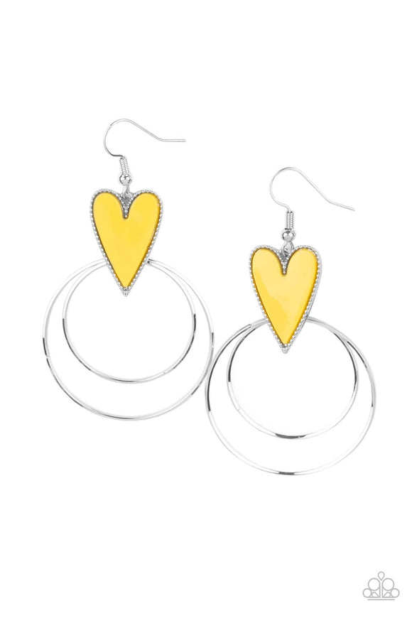 Paparazzi Jewelry Happily Ever Hearts - Yellow Earrings - Pure Elegance by Kym
