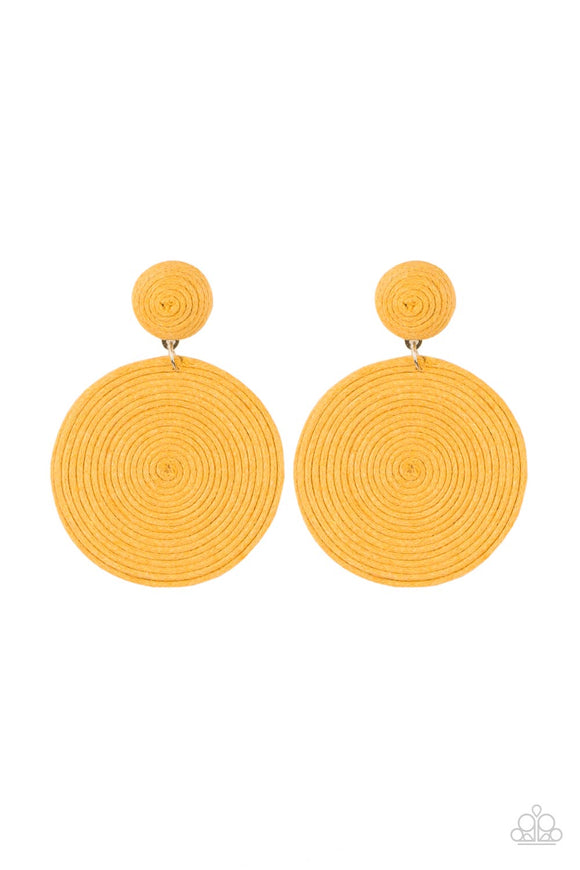 Paparazzi Jewelry Circulate The Room - Yellow Earring - Pure Elegance by Kym