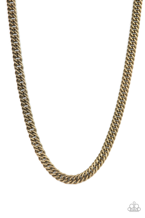 Paparazzi Jewelry Winner's Circle - Brass Men's Necklace - Pure Elegance by Kym