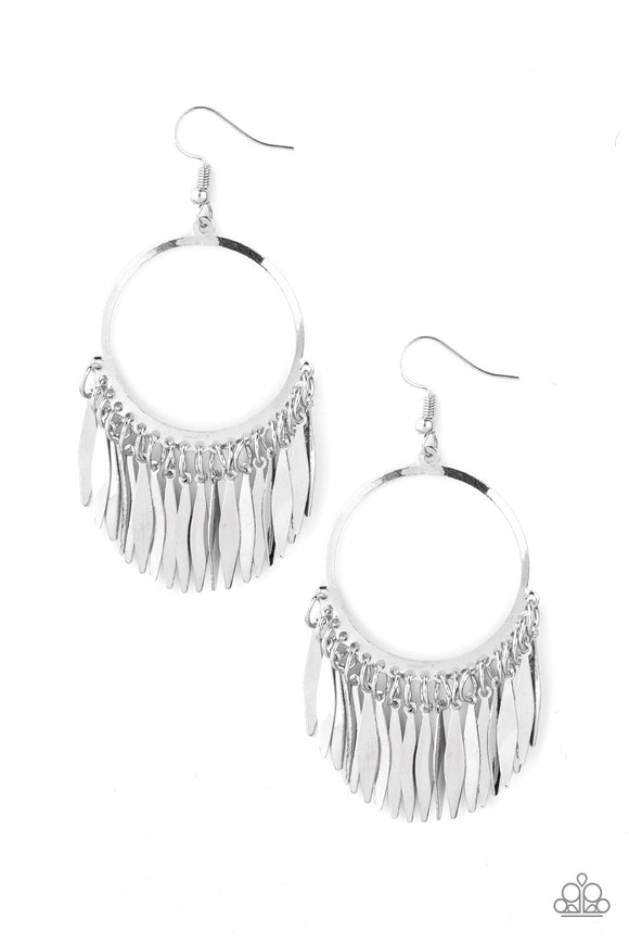 Paparazzi Jewelry Radiant Chimes - Silver Earrings - Pure Elegance by Kym