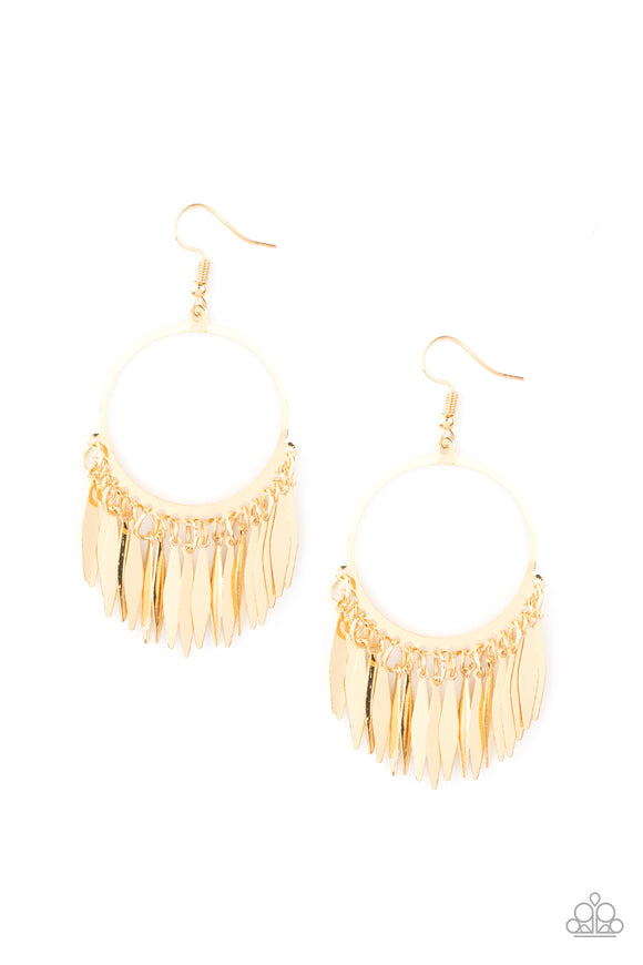 Paparazzi Jewelry Radiant Chimes - Gold Earring - Pure Elegance by Kym