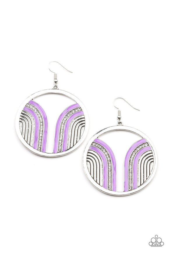 Paparazzi Jewelry Delightfully Deco - Purple Earring - Pure Elegance by Kym