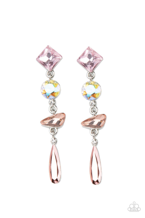 Paparazzi Jewelry Rock Candy Elegance - Pink Earring - Pure Elegance by Kym