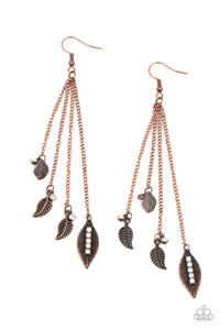 Paparazzi Jewelry Chiming Leaflets - Copper Earring - Pure Elegance by Kym