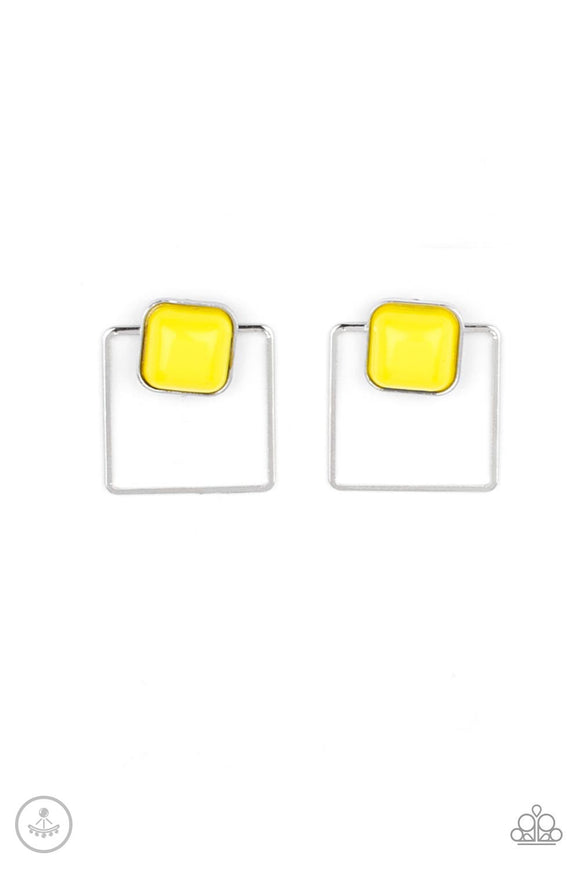 Paparazzi Jewelry FLAIR and Square - Yellow Earring - Pure Elegance by Kym