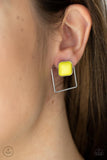 Paparazzi Jewelry FLAIR and Square - Yellow Earring - Pure Elegance by Kym