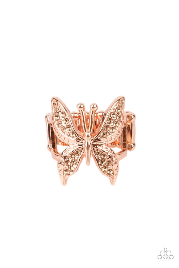 Paparazzi Jewelry Blinged Out Butterfly - Copper Ring - Pure Elegance by Kym