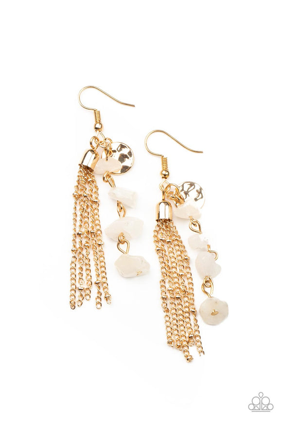 Paparazzi Jewelry Stone Sensation - Gold Earrings - Pure Elegance by Kym