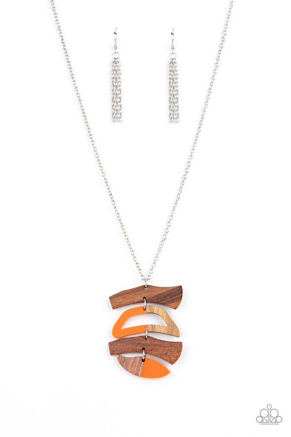 Paparazzi Jewelry A WOODWORK In Progress - Orange Necklace - Pure Elegance by Kym