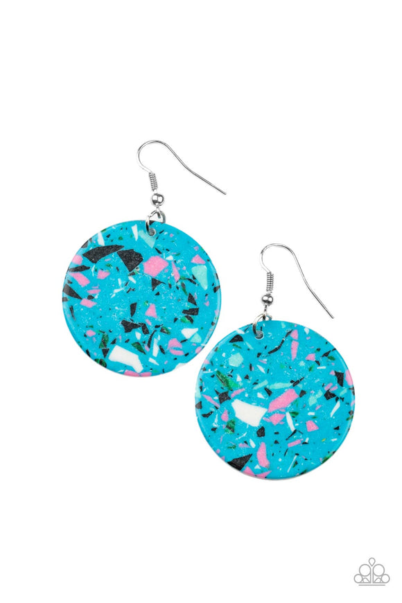 Paparazzi Jewelry Tenaciously Terrazzo - Blue Earrings - Pure Elegance by Kym