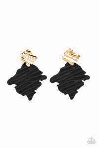 Paparazzi Jewelry Crimped Couture - Gold/Black Earring - Pure Elegance by Kym