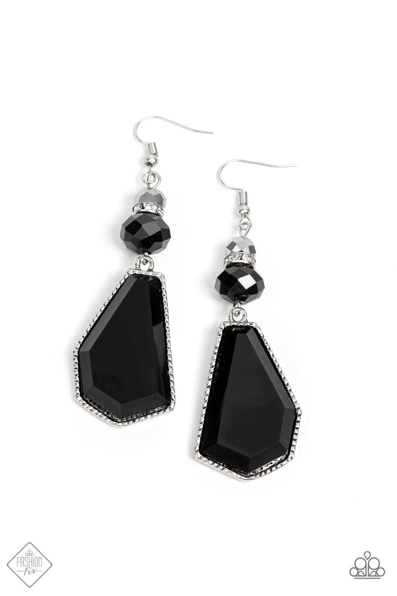 Paparazzi Jewelry Defaced Dimension - Black Earring - Pure Elegance by Kym