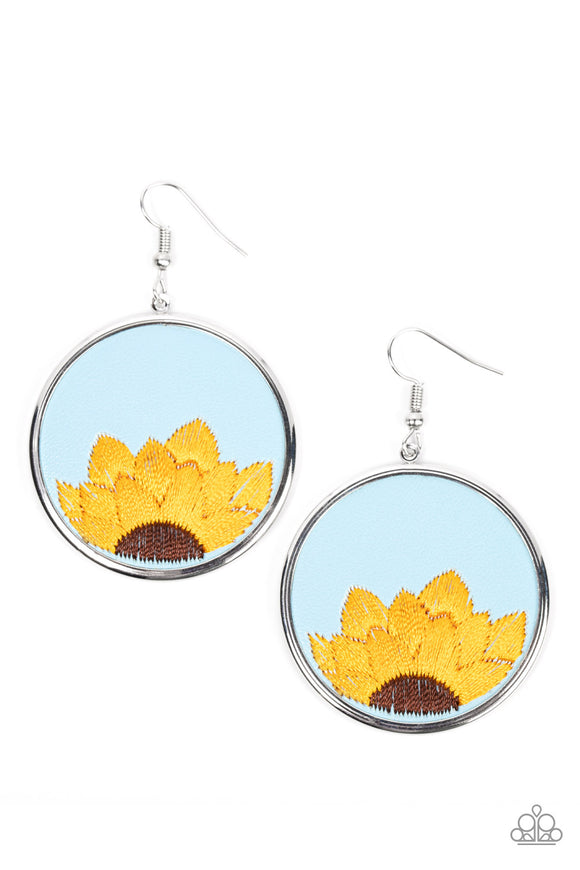 Paparazzi Jewelry Sun-Kissed Sunflowers - Blue Earrings - Pure Elegance by Kym