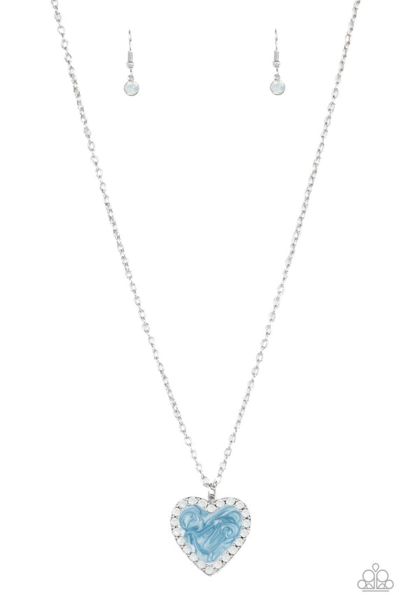 Paparazzi Jewelry Heart Full of Luster - Blue Necklace - Pure Elegance by Kym