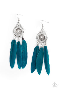 Paparazzi Jewelry Pretty in PLUMES - Blue Earrings - Pure Elegance by Kym