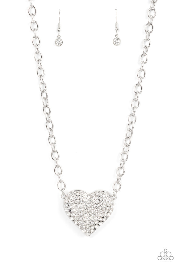 Paparazzi Jewelry Heartbreakingly Blingy - White Necklace - Pure Elegance by Kym