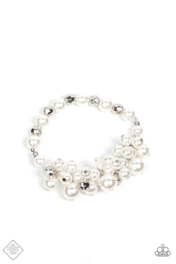 Paparazzi Jewelry Elegantly Exaggerated - White Bracelet - Pure Elegance by Kym