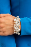Paparazzi Jewelry Elegantly Exaggerated - White Bracelet - Pure Elegance by Kym