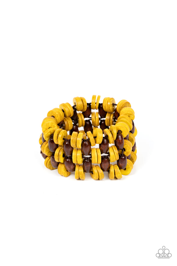 Paparazzi Jewelry Galapagos Go-Getter - Yellow Bracelet - Pure Elegance by Kym
