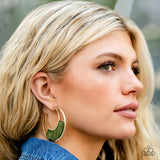 Paparazzi Jewelry Contemporary Curves - Green Earrings - Pure Elegance by Kym