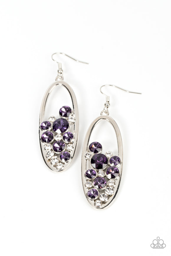 Paparazzi Jewelry Prismatic Poker Face - Purple Earring - Pure Elegance by Kym