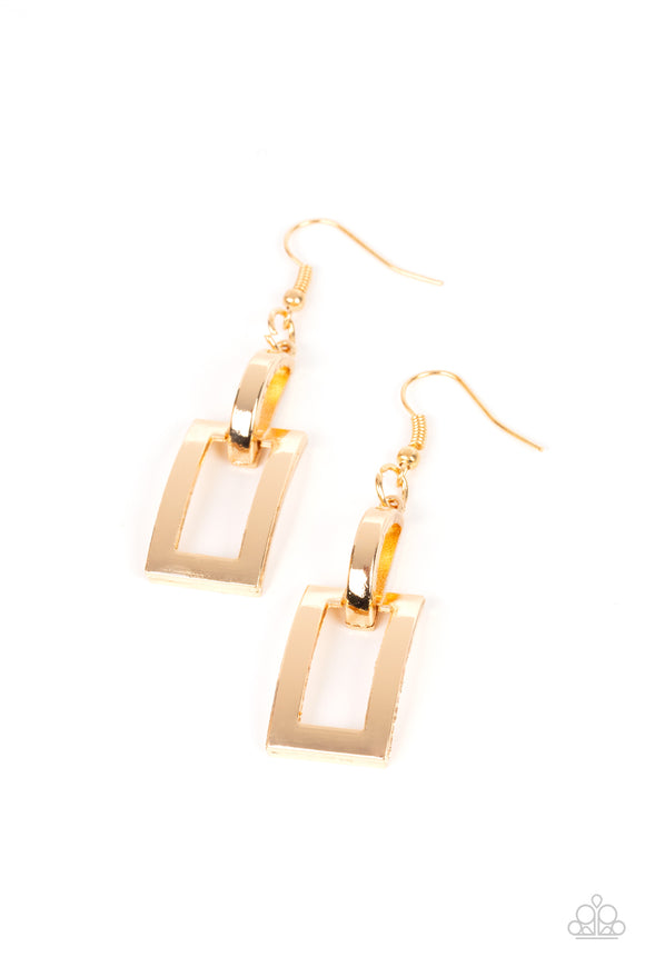 Paparazzi Jewelry Blazing Buckles - Gold Earrings - Pure Elegance by Kym