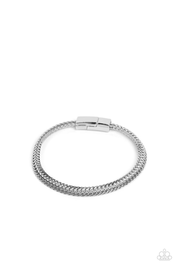 Paparazzi Jewelry Cable Train - Silver Men's Bracelet - Pure Elegance by Kym