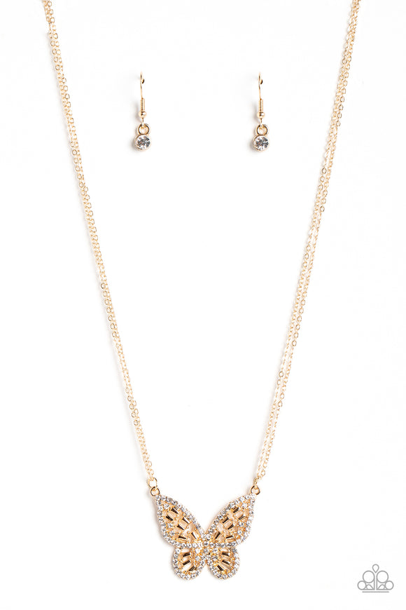 Paparazzi Jewelry Baroque Butterfly - Gold Necklace - Pure Elegance by Kym