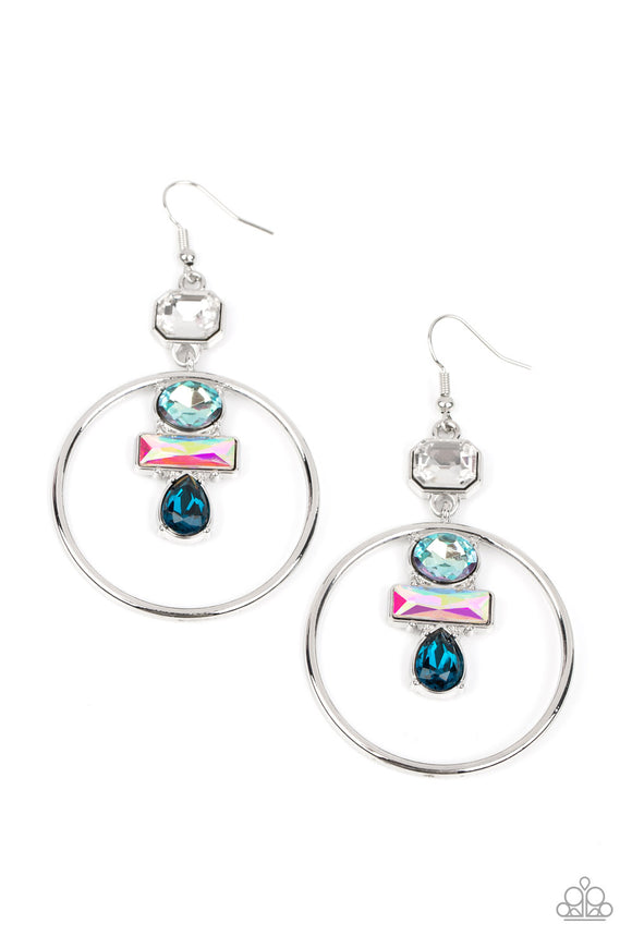 Paparazzi Jewelry Geometric Glam - Blue Earrings - Pure Elegance by Kym